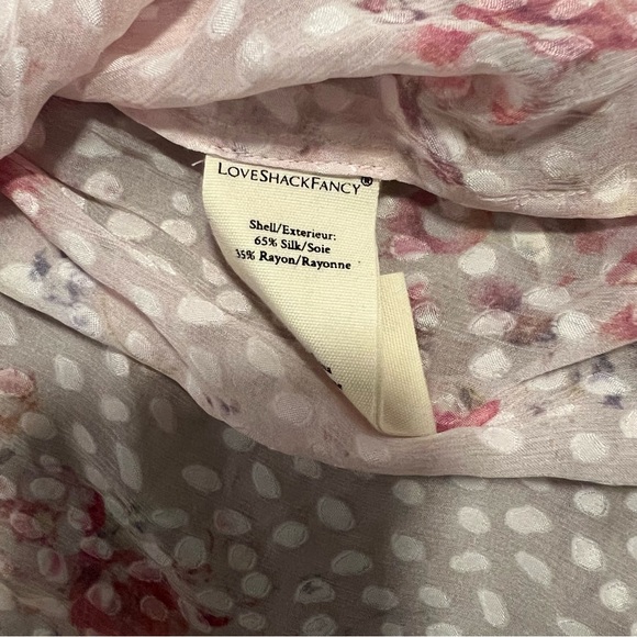 LoveShackFancy Bubbly Pink Floral Smocked Blouse Tiffie Polka Dot Floral - Picture 5 of 6